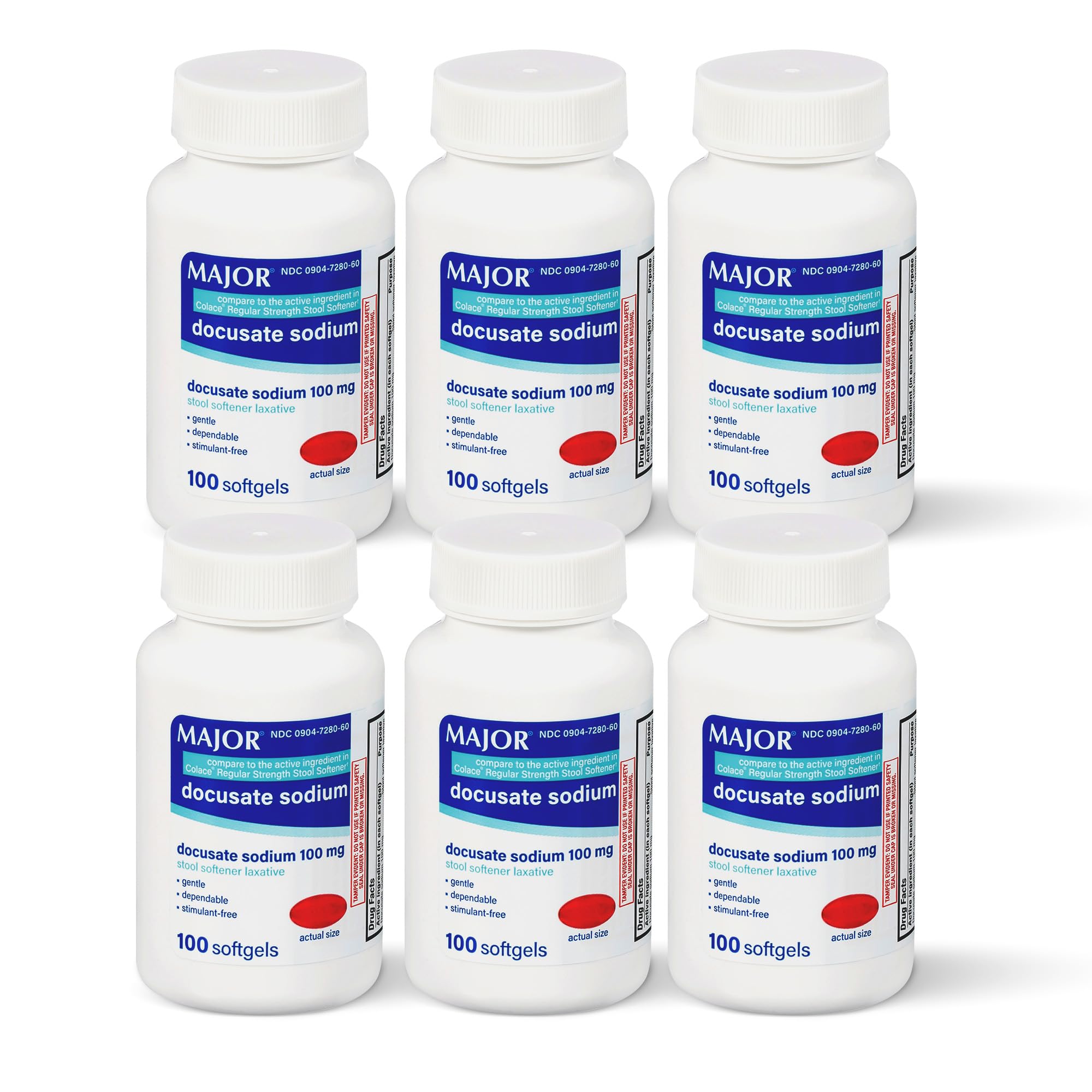 MAJOR Docusate Sodium 100 mg : bouteille pratique pour une utilisation quotidienne en douceur
