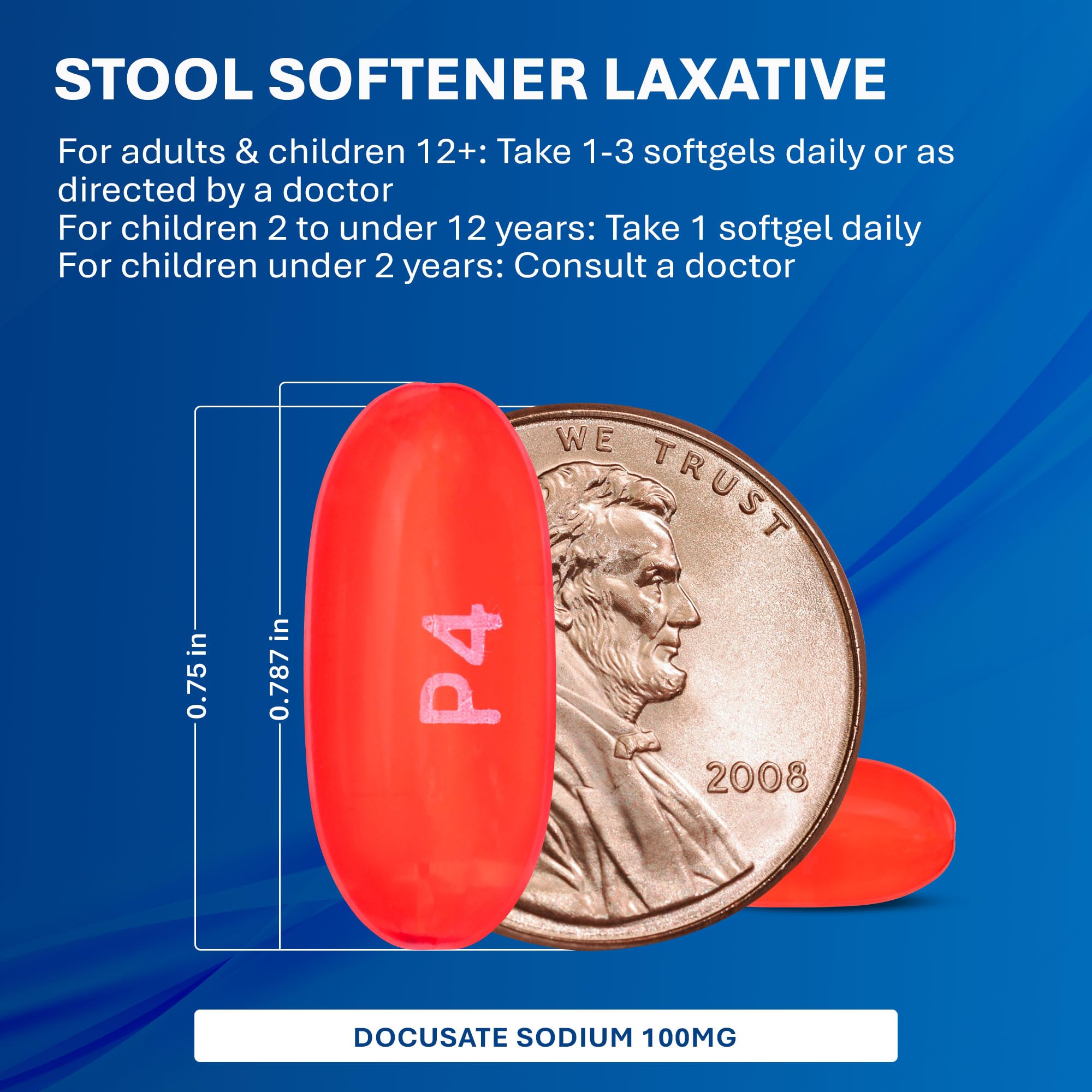 MAJOR Docusate Sodium 100 mg Softgels etui-carton: présentation claire et lisible