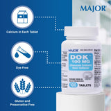 MAJOR Docusate Sodium 100 mg – prise avec eau recommandée.