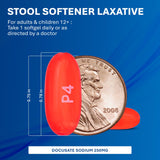MAJOR Docusate Sodium 250 mg : étiquette-produit indiquant dosage et conseils d’utilisation