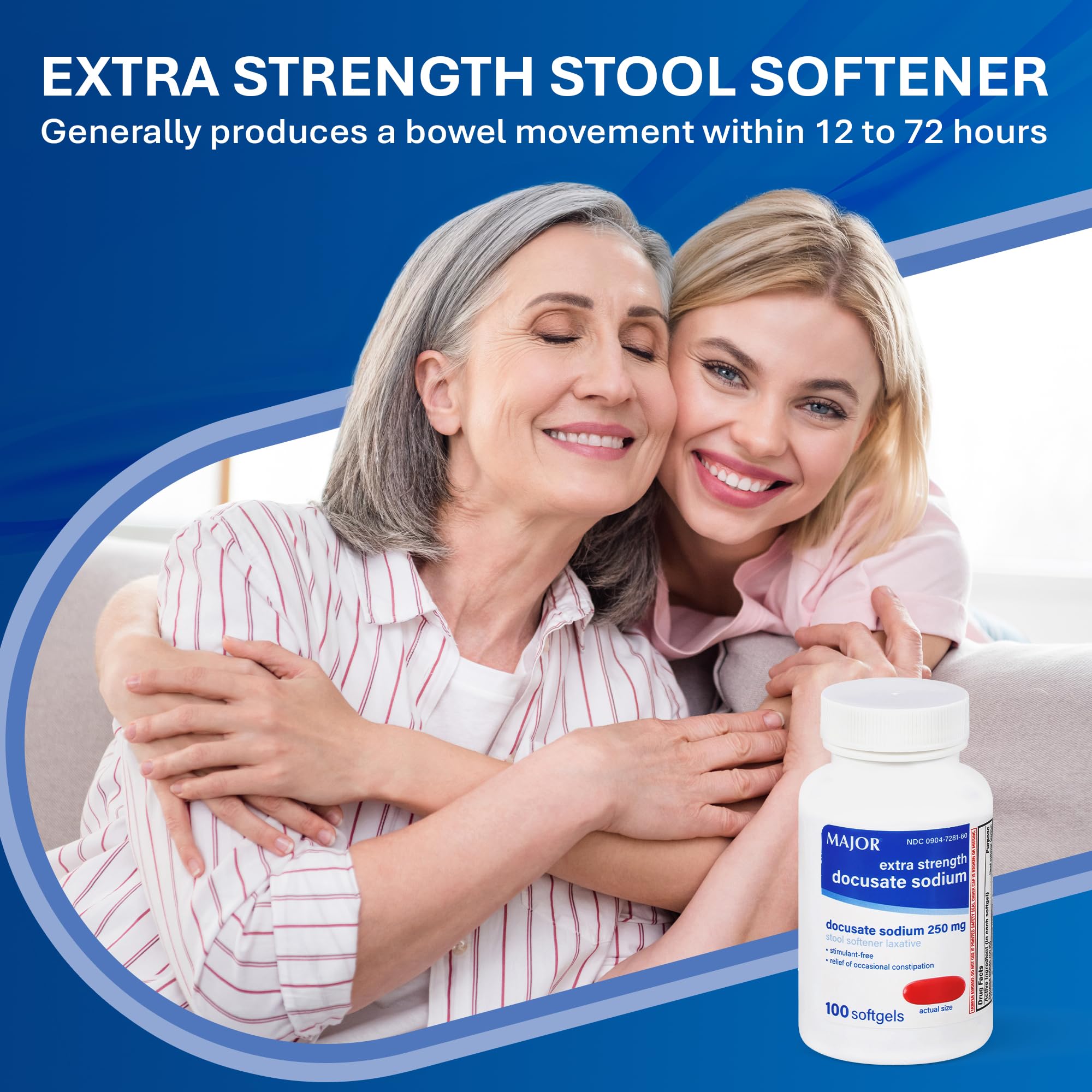 MAJOR Docusate Sodium 250 mg — ramollissement des selles sèches et facilite l'évacuation.
