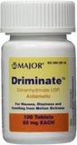 Comprimés Major Driminate 50 mg Dimenhydrinate, faciles à emporter lors du voyage.