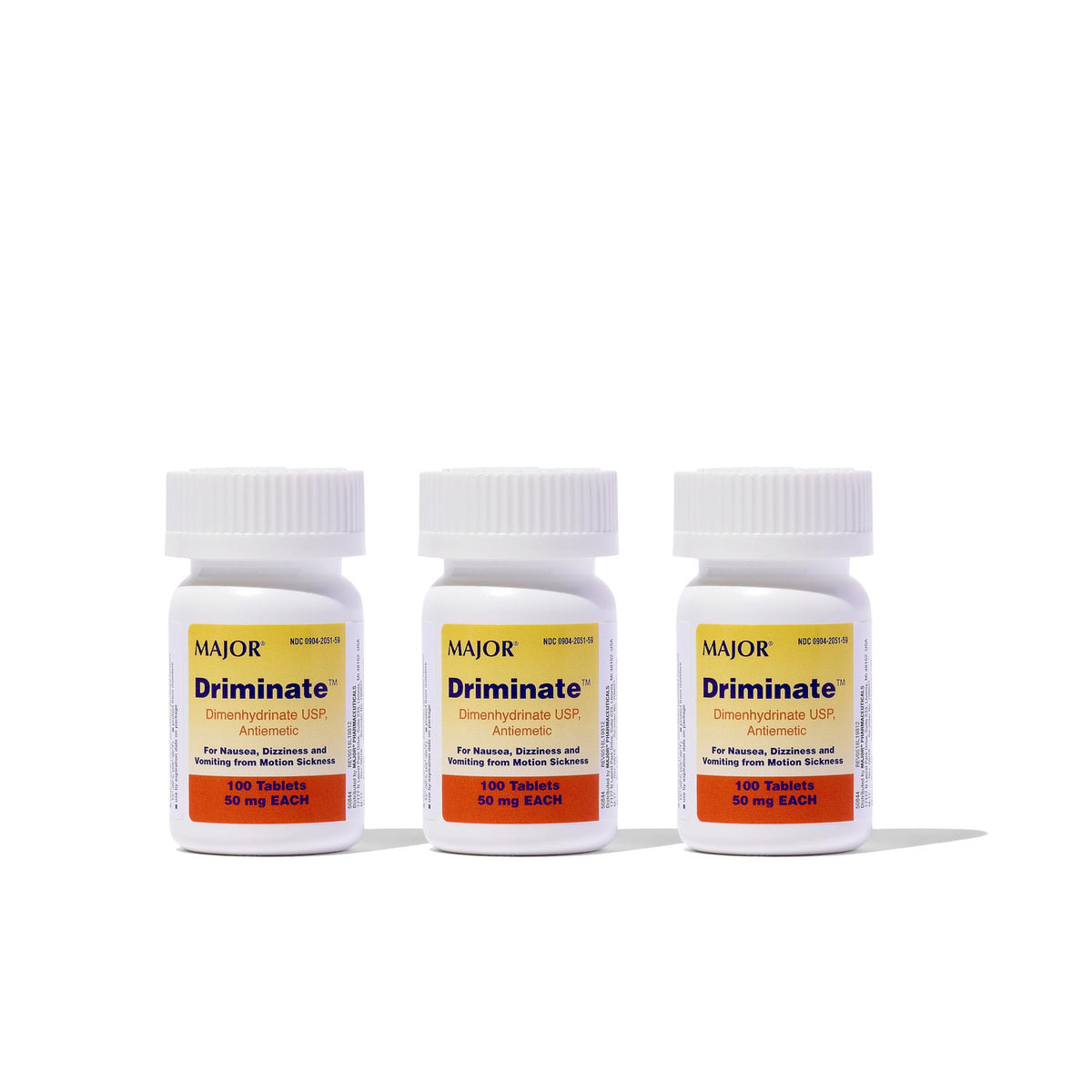 MAJOR Driminate – boîte de comprimés pratique et sans colorants ni gluten.