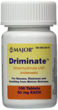 MAJOR Driminate, comprimés 50 mg, soulage les nausées liées au mouvement lors des voyages.