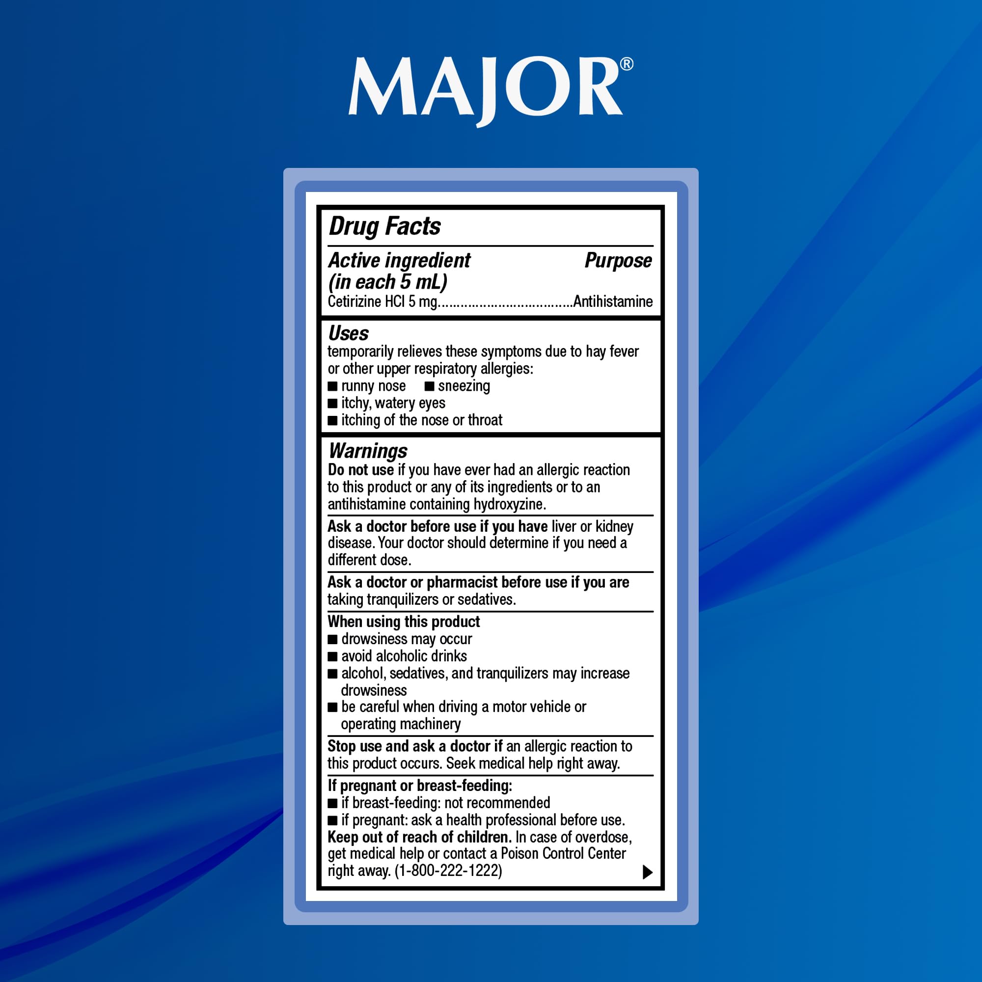 Major Cetirizine enfants, prise douce et pratique au quotidien.