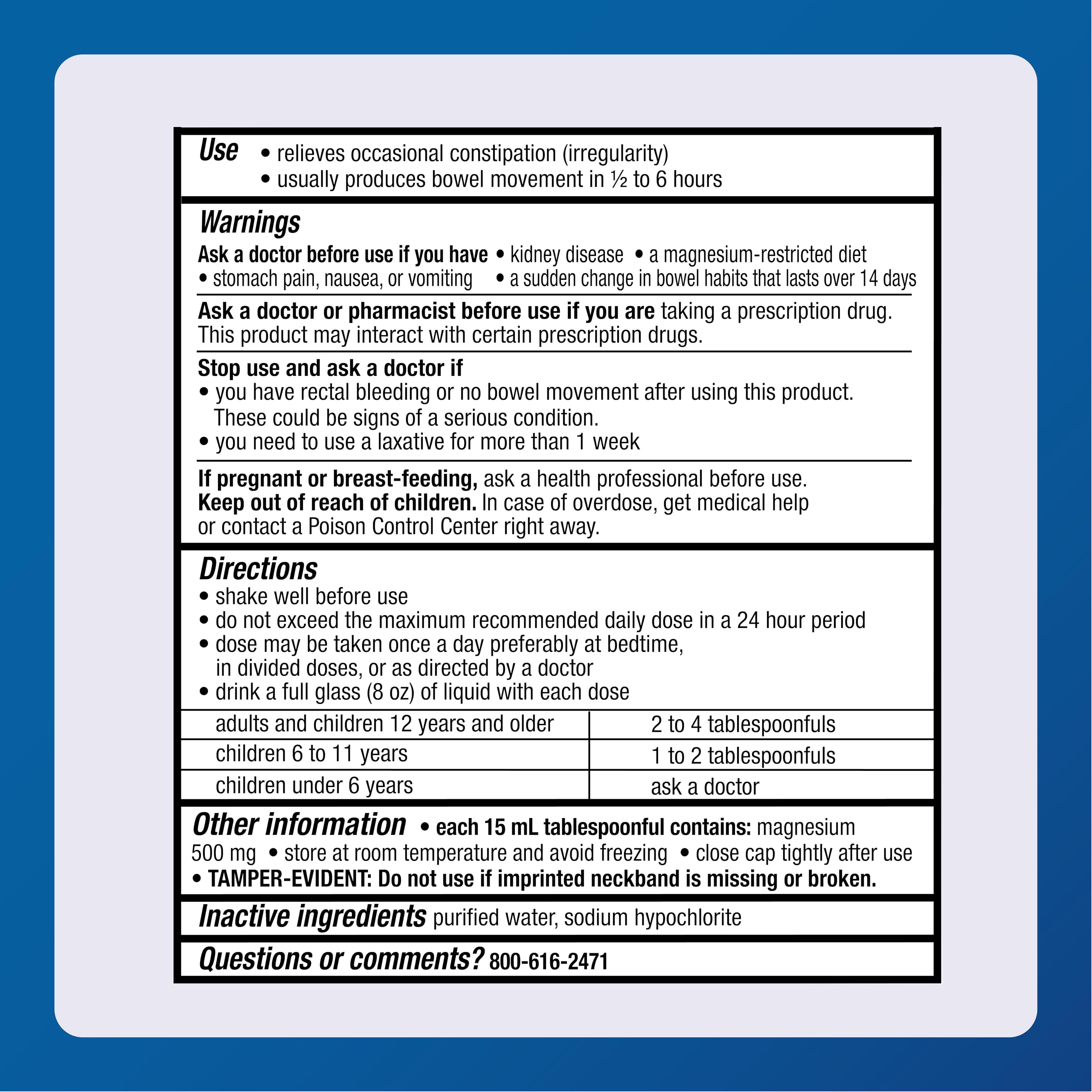 MAJOR etiquette claire – conseils d'utilisation pour le confort digestif.