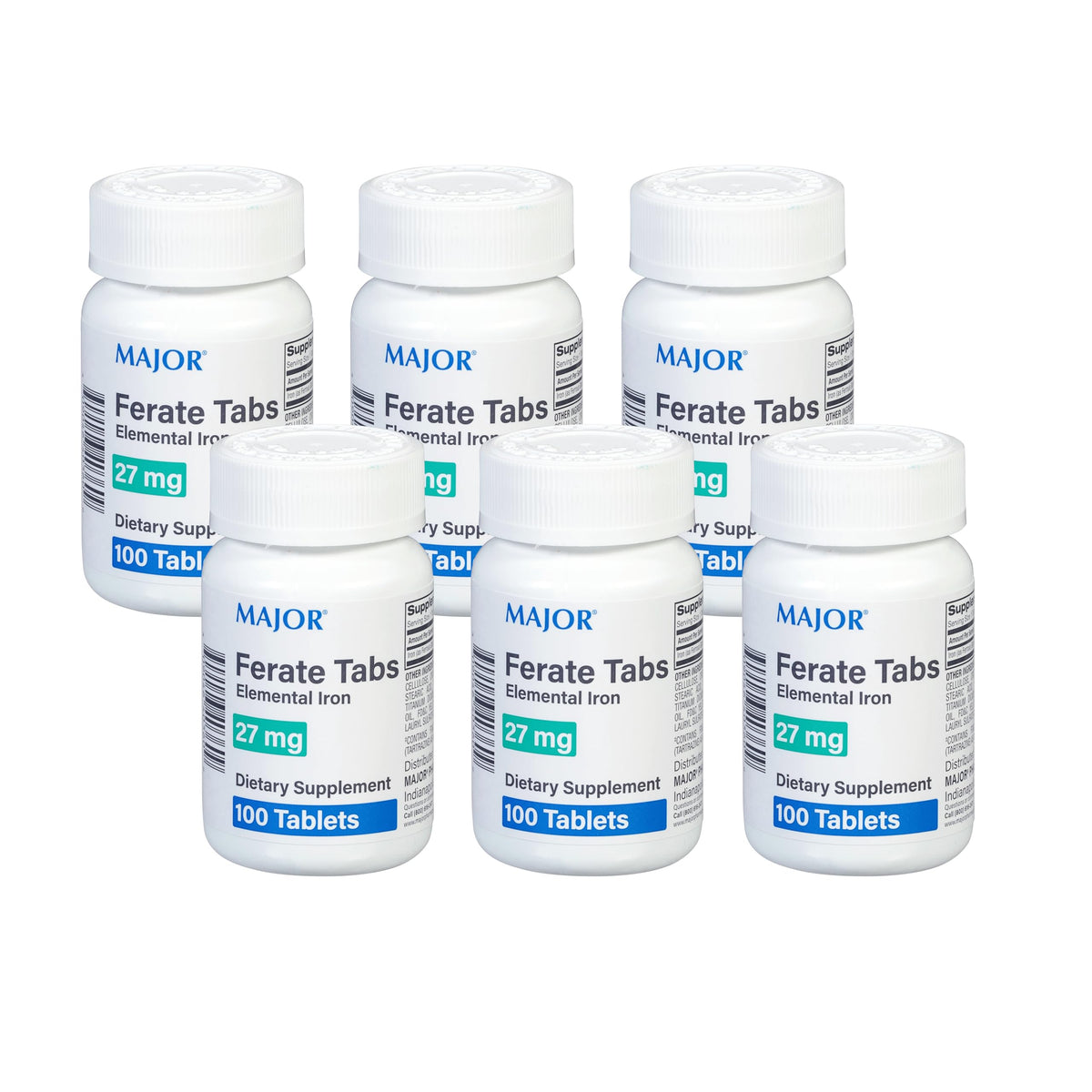 Major Ferate Tabs boîte ouverte avec comprimés visibles, accessibilité pratique.