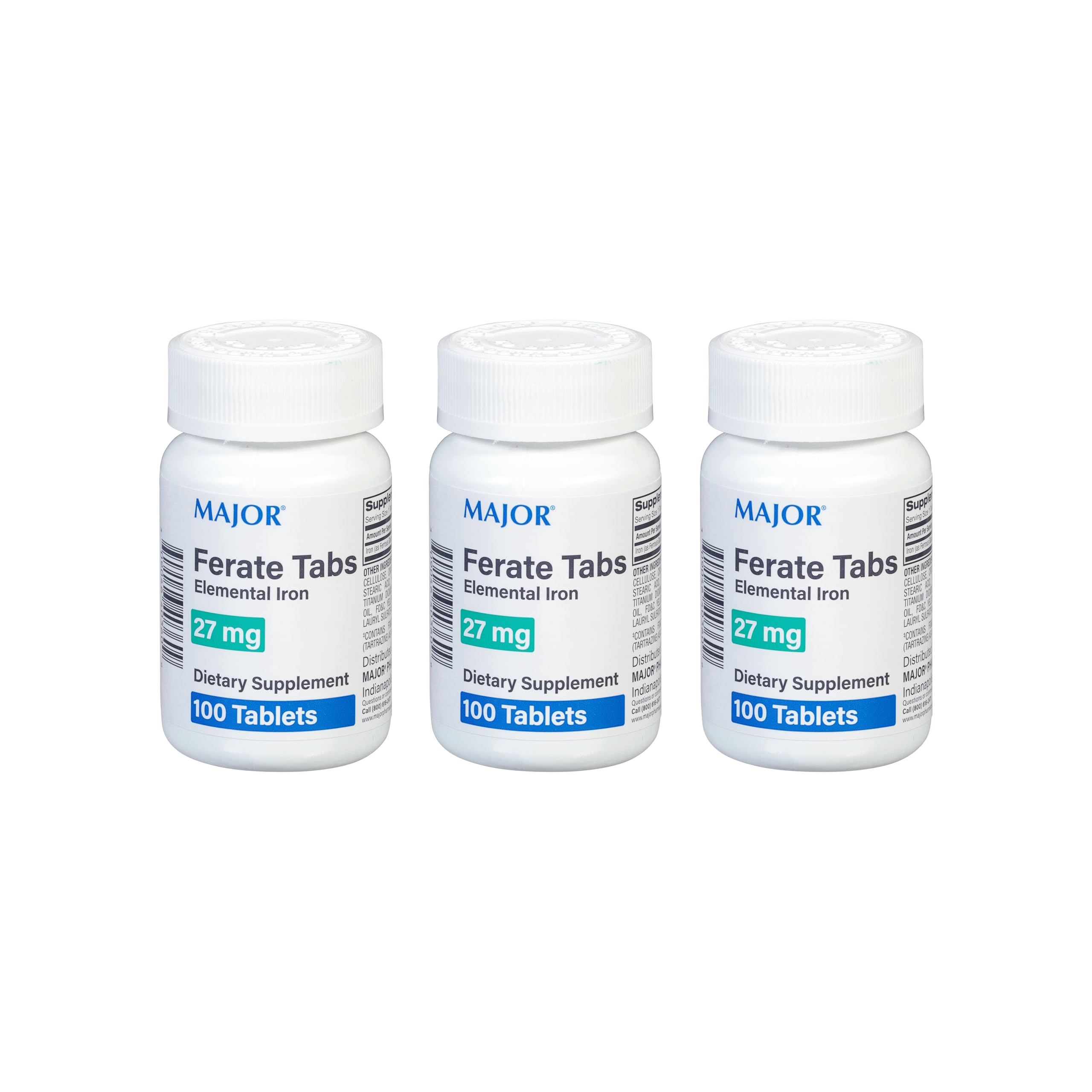 Major Ferate Tabs – comprimé ferreux 27 mg pour l’apport quotidien en fer.