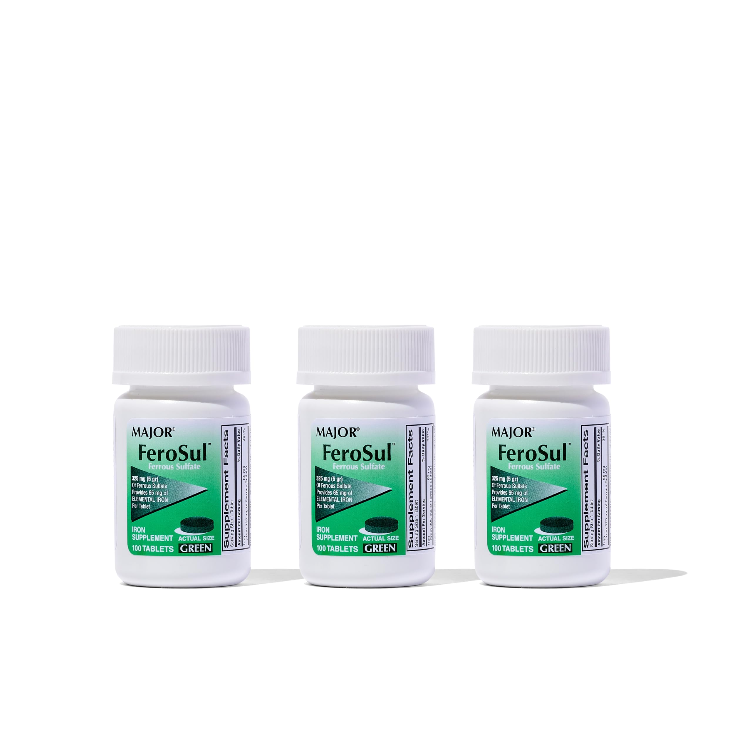 Major Ferosul: tablettes ferreux 325 mg, soutien potentiel de l'apport quotidien en fer.