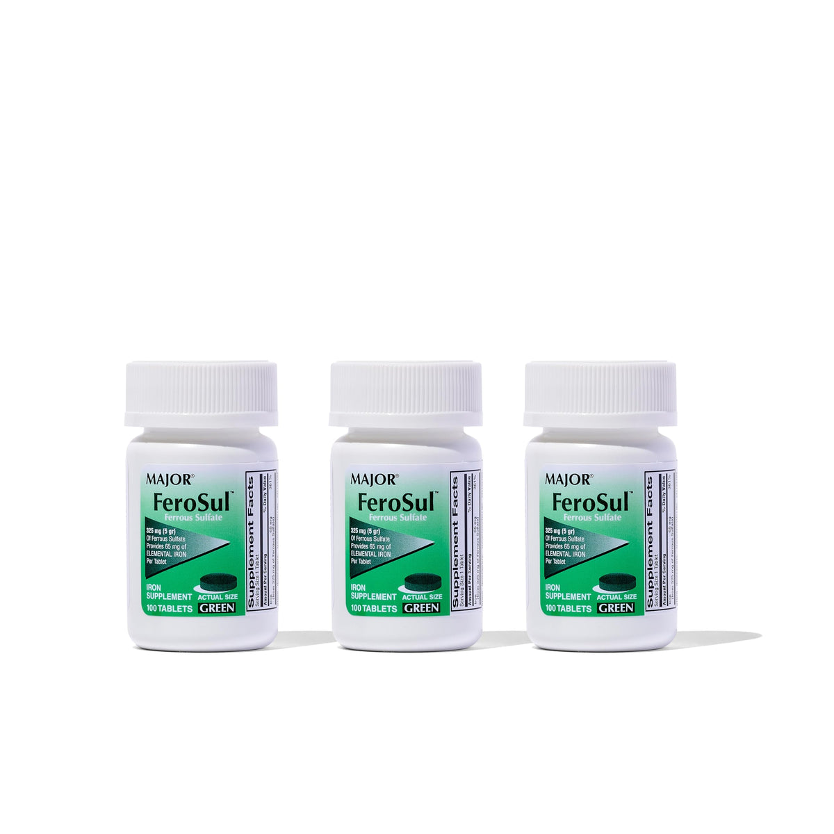 Major Ferosul: tablettes ferreux 325 mg, soutien potentiel de l'apport quotidien en fer.