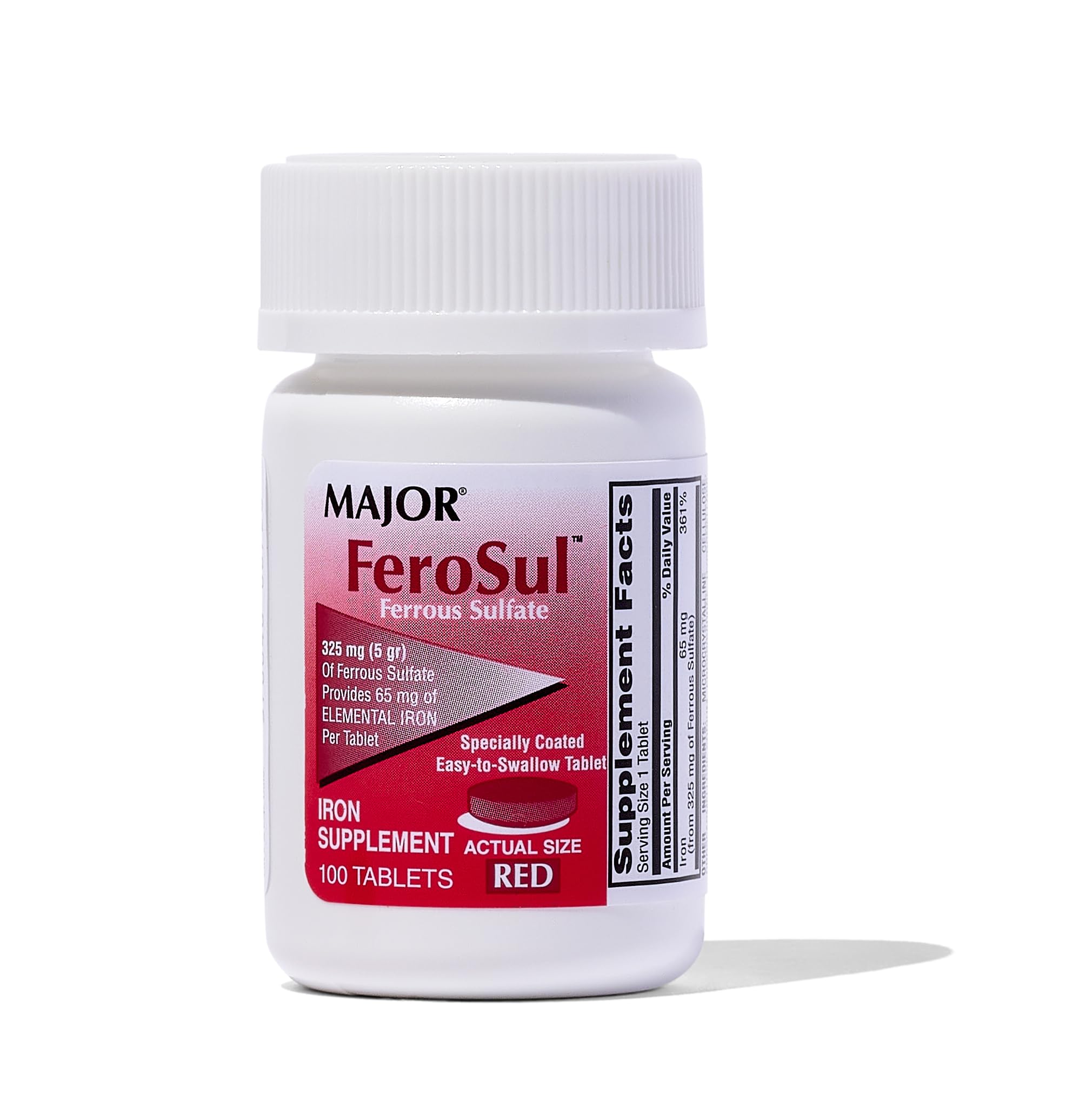 MAJOR Ferosul tablettes rouges enrobage pelliculaire, apport en fer potentiel au quotidien