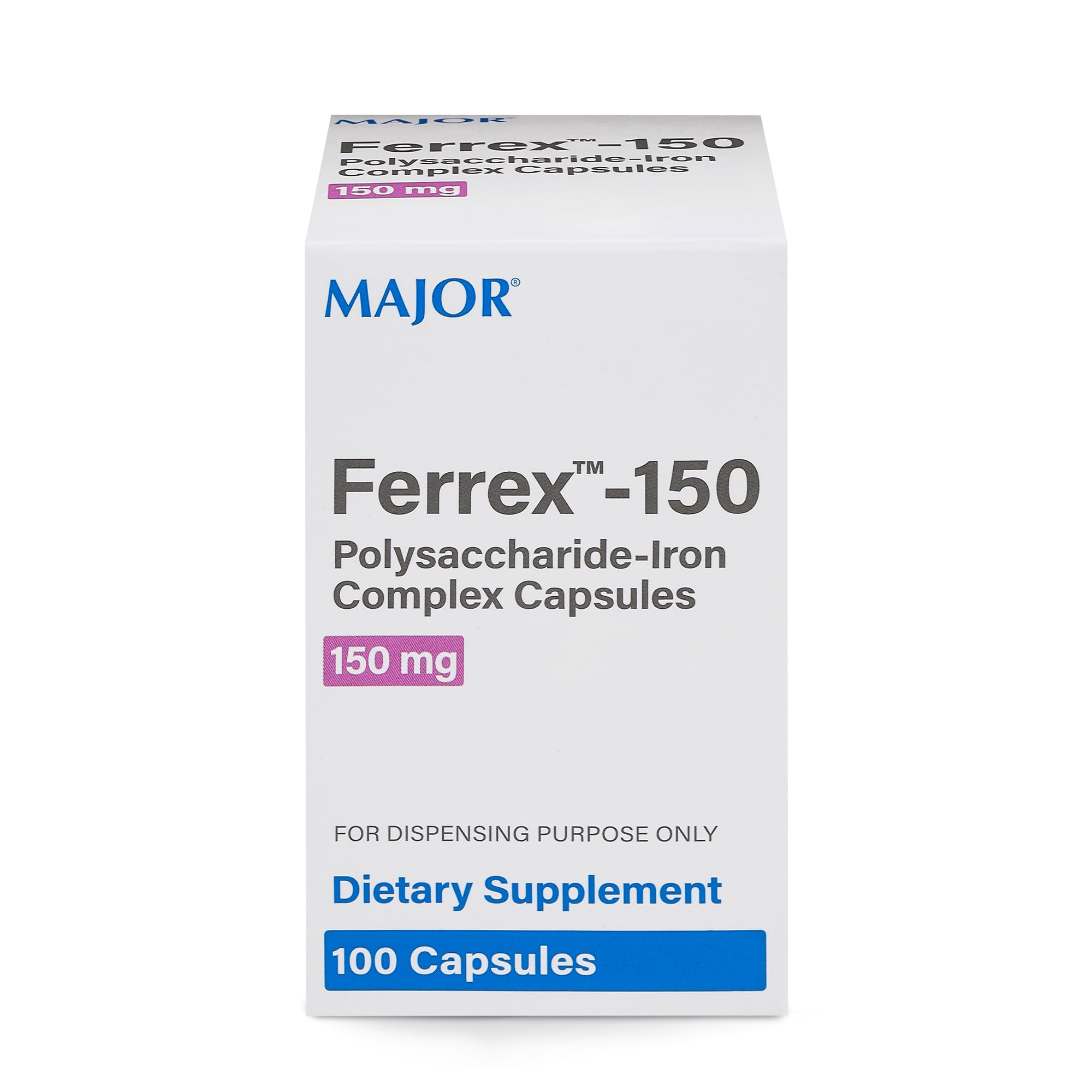 MAJOR Ferrex-150 capsules visibles, soutien potentiel de l'énergie au quotidien.