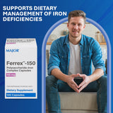 MAJOR Ferrex-150 dose par capsule met en avant le dosage clair.