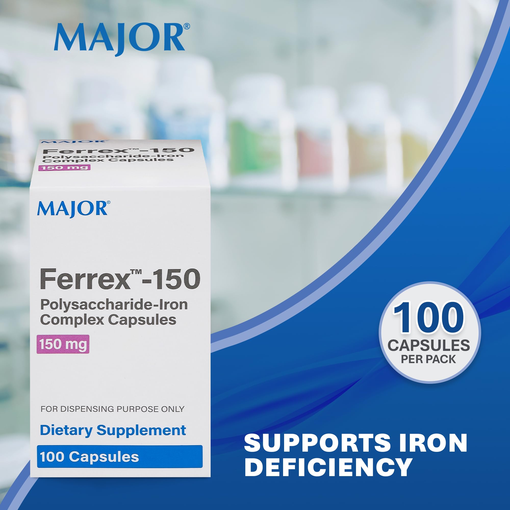 MAJOR Ferrex-150 emballage-carton montrant une présentation pratique et accessible.