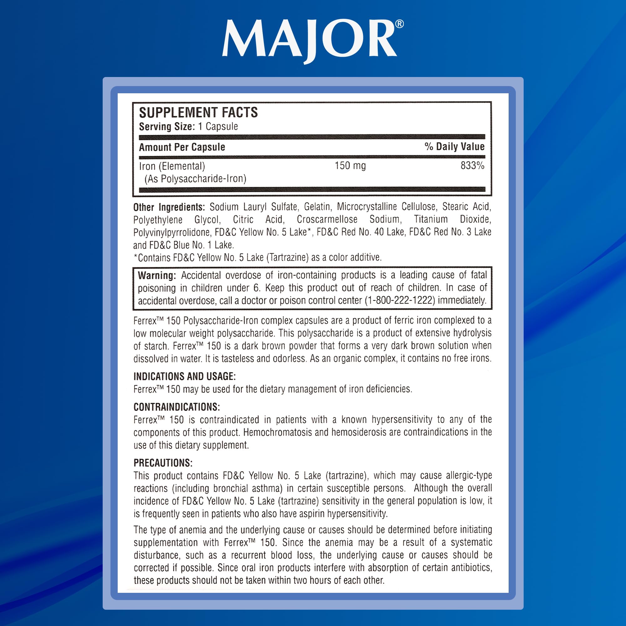 MAJOR Ferrex-150 texture des capsules, confort à avaler et tolérance.