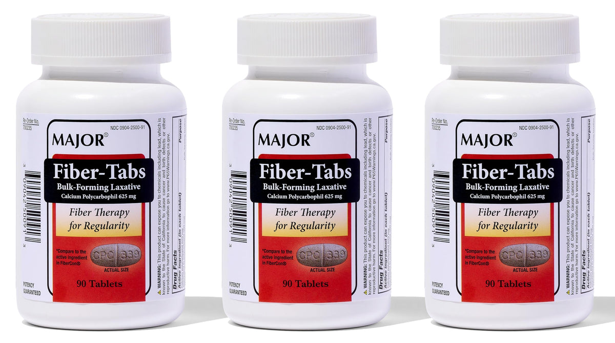 MAJOR Fiber-Tabs boîte d'emballage 3 packs favorisant la régularité intestinale.