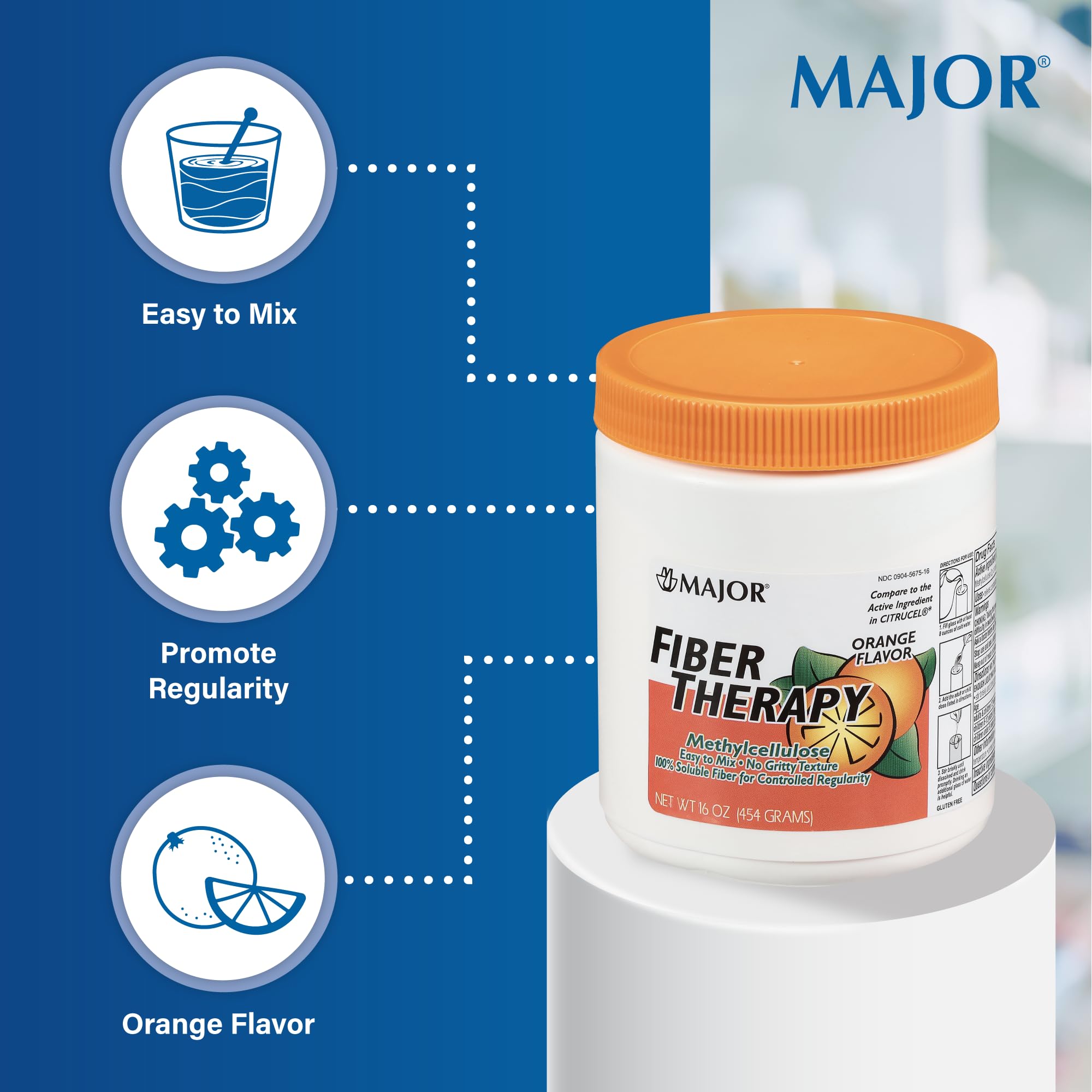 MAJOR Fiber Therapy, saveur orange agréable, prise simple en eau.