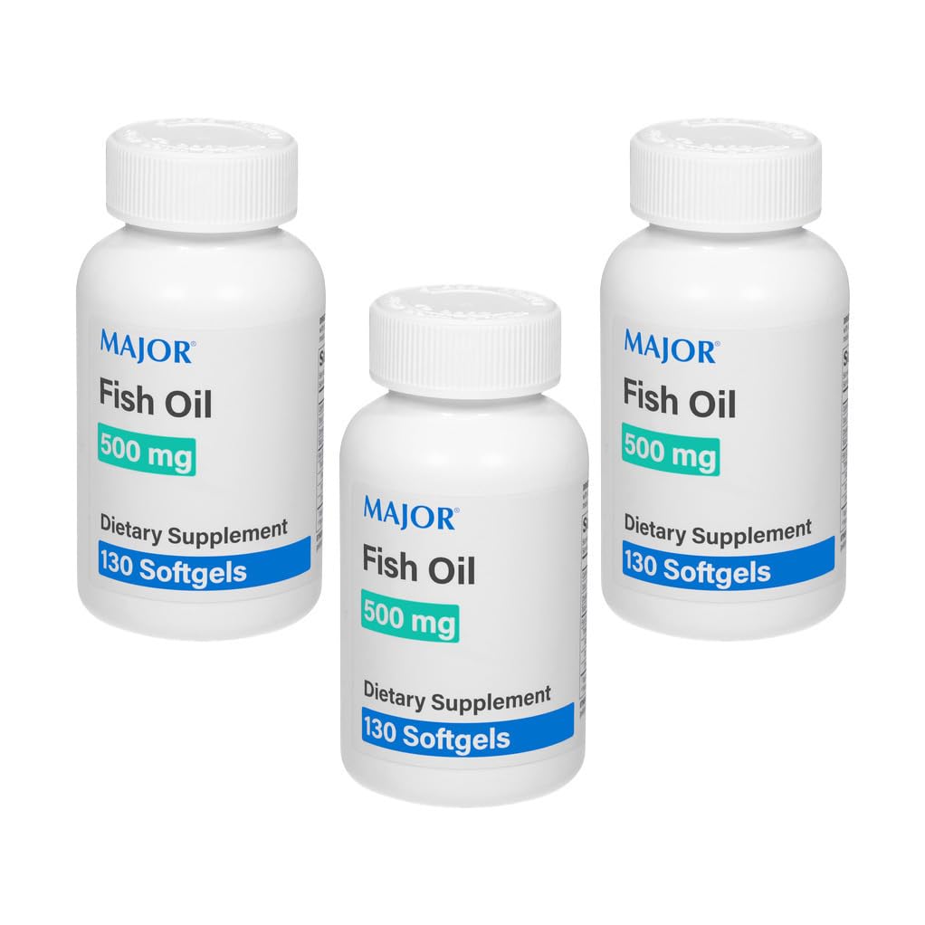 MAJOR Fish Oil Softgels dans une bouteille, gélules faciles à prendre au quotidien.