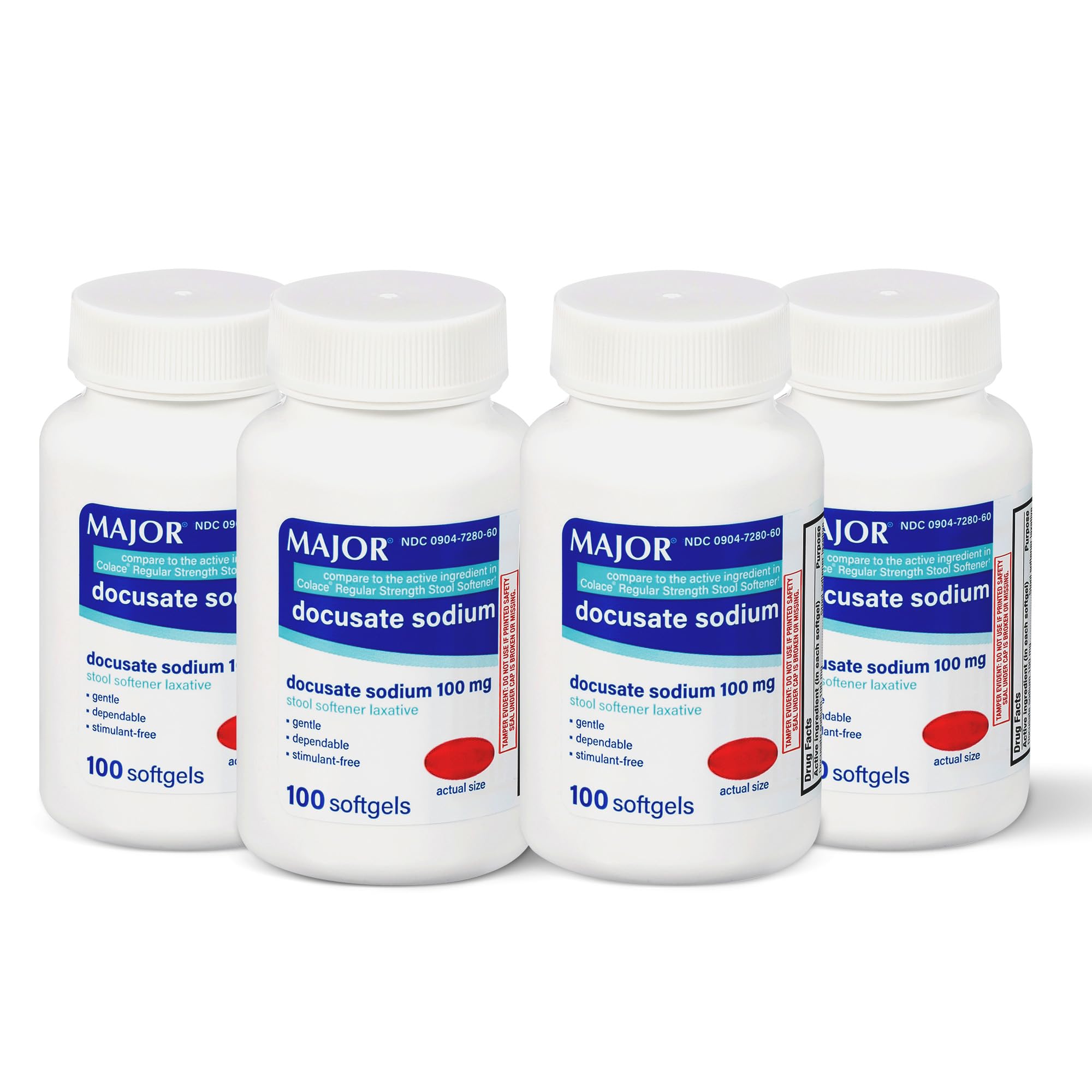 MAJOR gélules docusate de sodium 100 mg dans la bouteille, option douce.