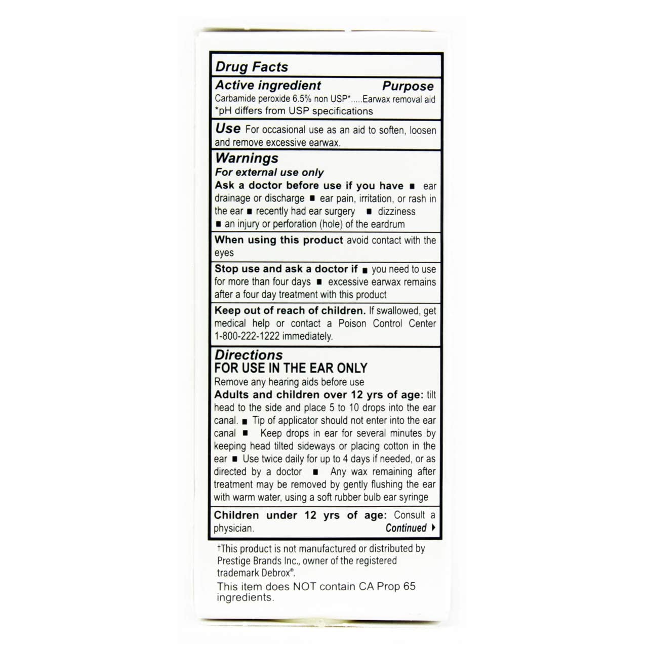 Major gouttes oreille utilisées par adultes pour assouplir la cire.