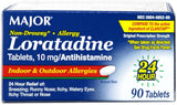MAJOR Loratadine 10 mg – boîte pratique, soulagement non somnolent.