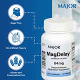 Étiquette MAJOR MagDelay indiquant calcium, magnésium et chlore