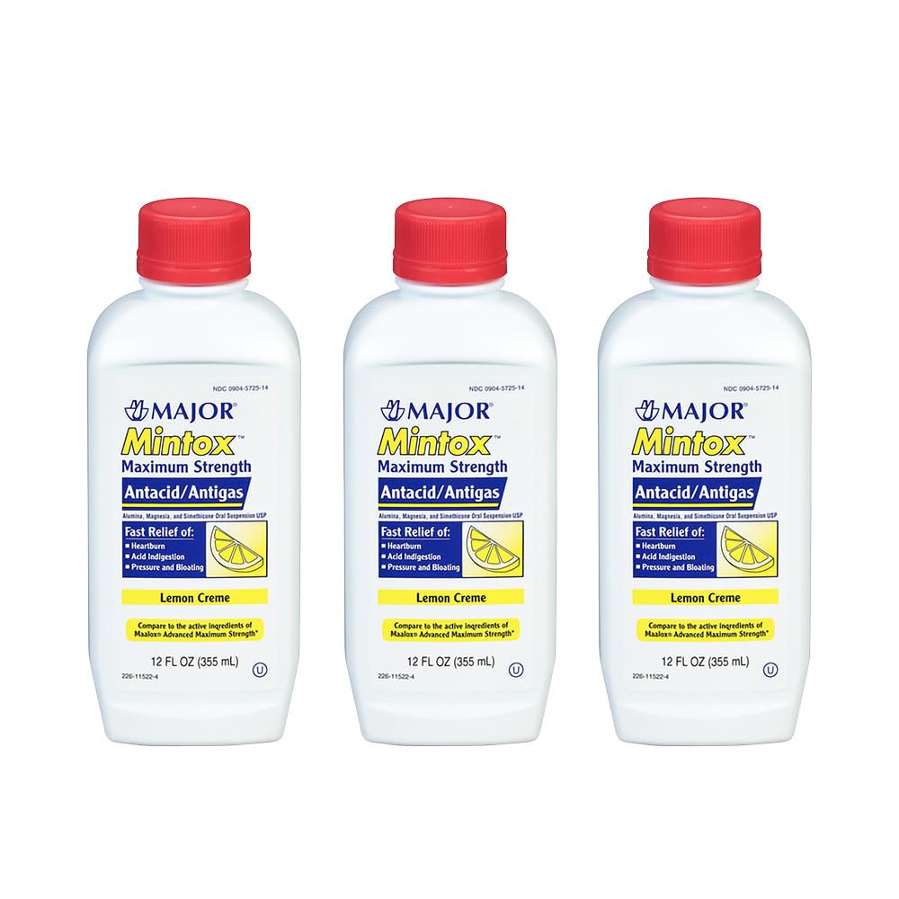 Major Mintox: bouteille d antacid pour un soulagement rapide des brûlures d estomac.