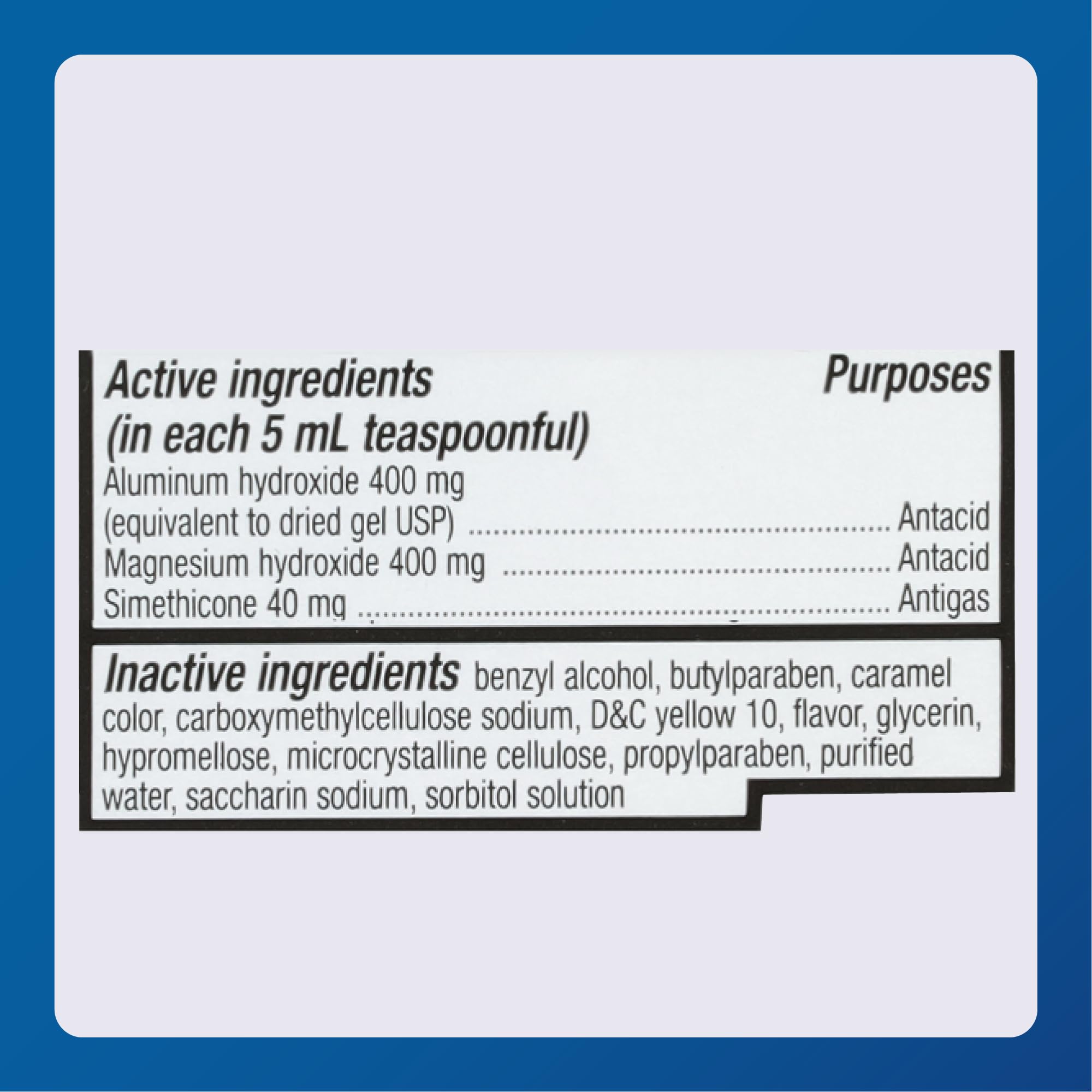 MAJOR Mintox – composition-active: association d’antacides et d’antigas.