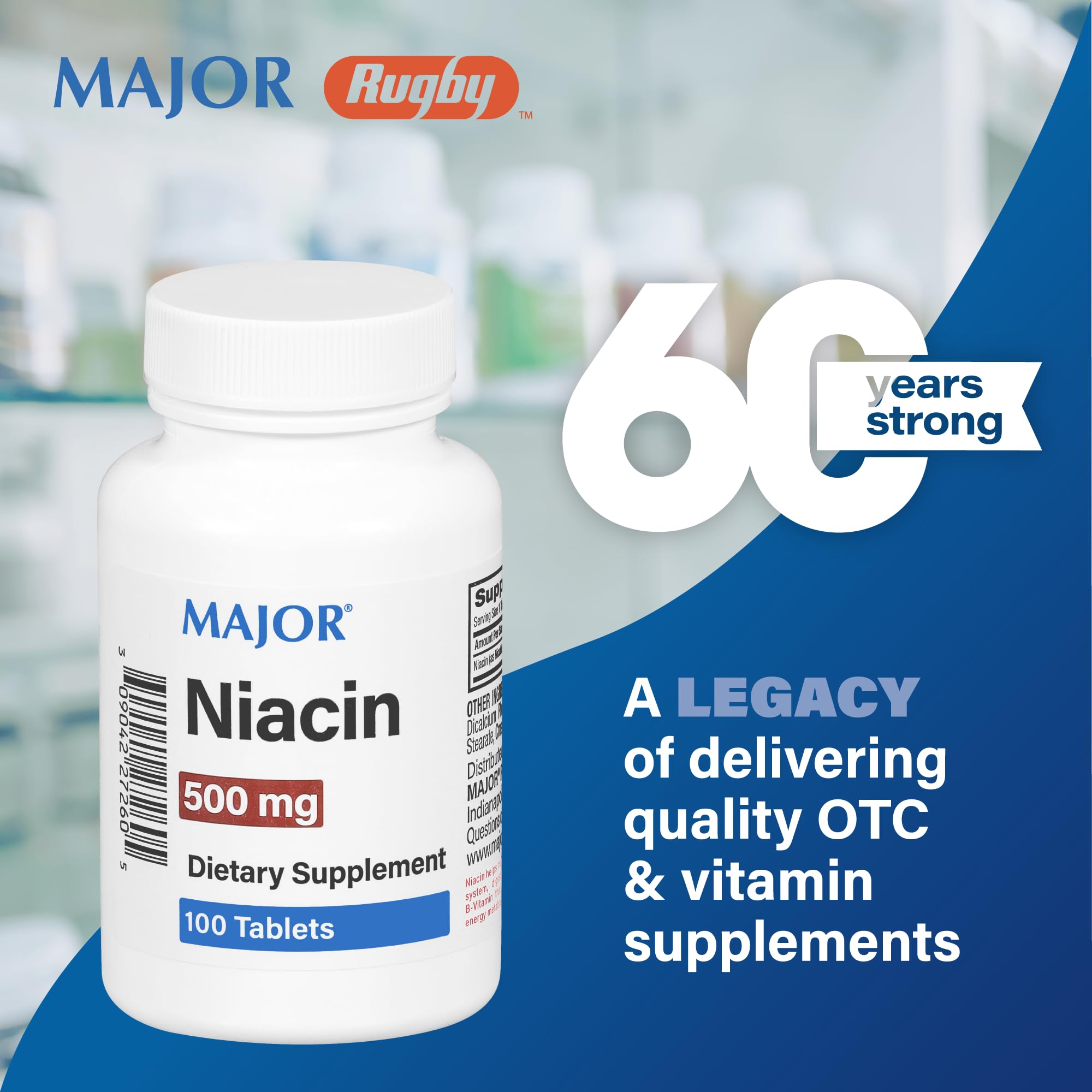 Major Niacine 500 mg: bienfaits potentiels pour l'alimentation et l'énergie.