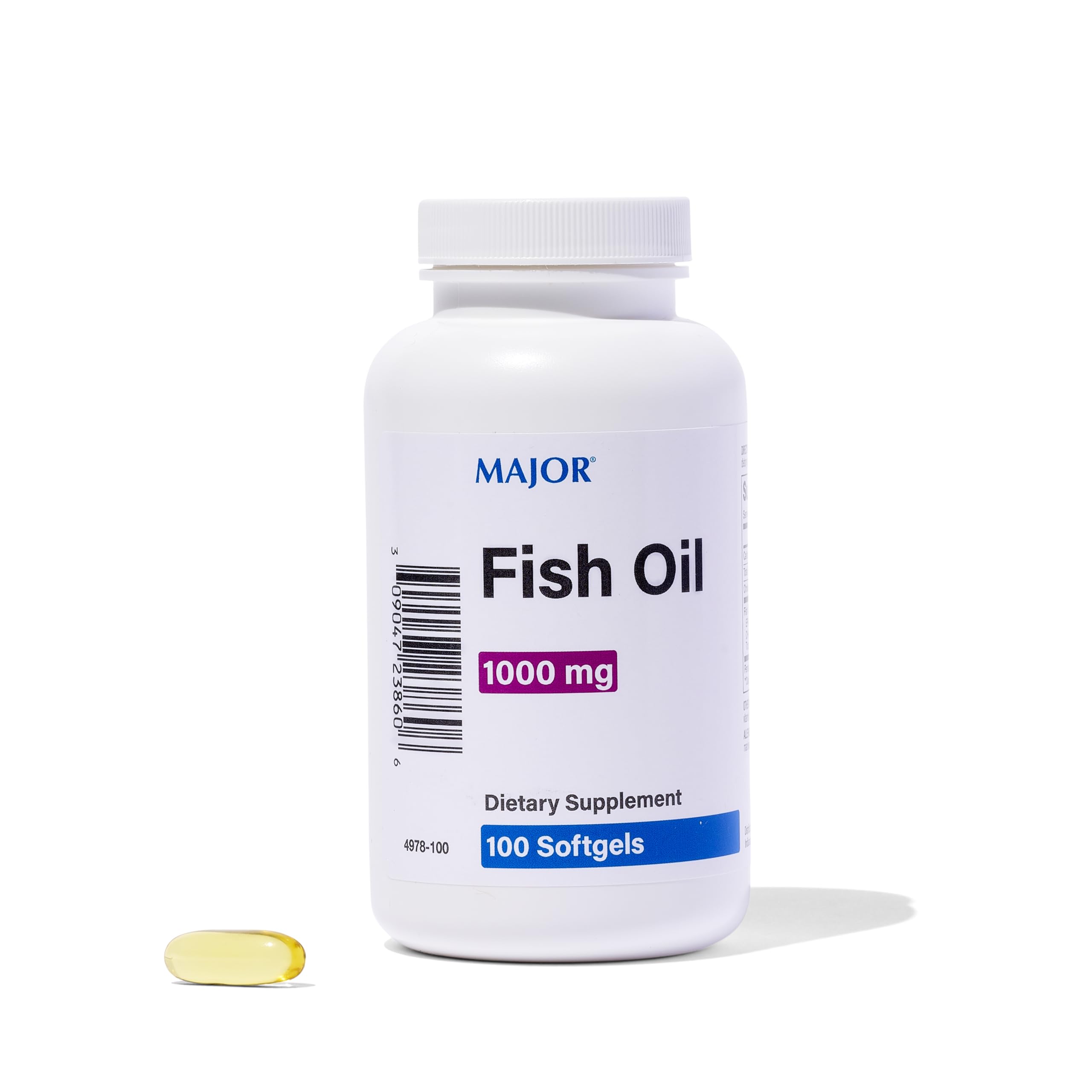 MAJOR Omega-3: bouteille montrant les capsules faciles à avaler pour le quotidien.