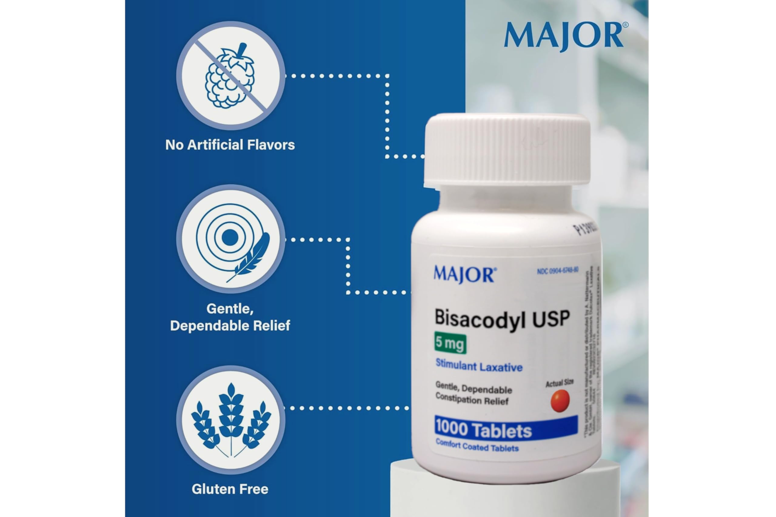 Major Pharmaceuticals Bisacodyl 5 mg - emballage ergonomique et pratique