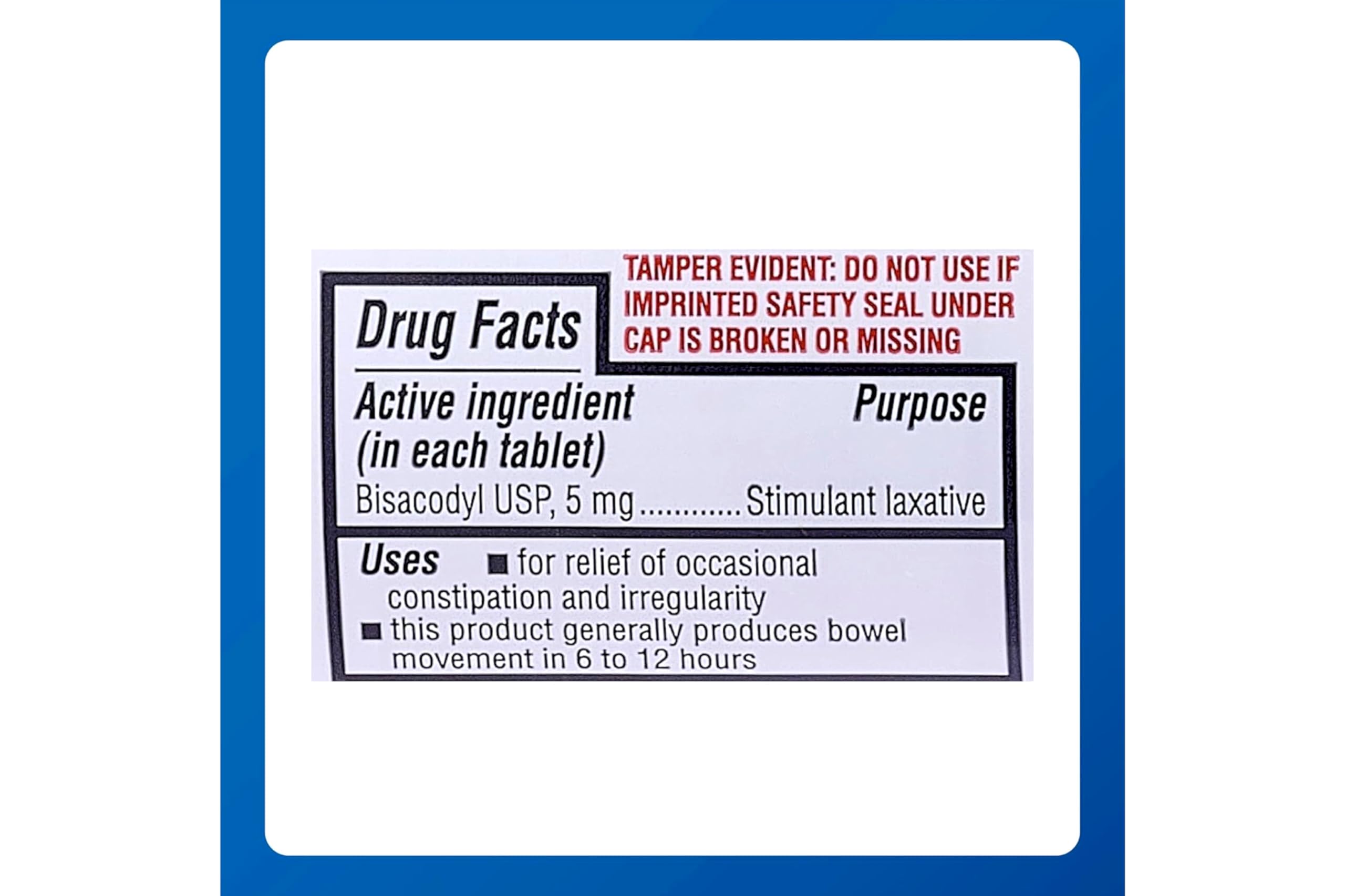 Major Pharmaceuticals Bisacodyl 5 mg - emballage sécurisé et fiable