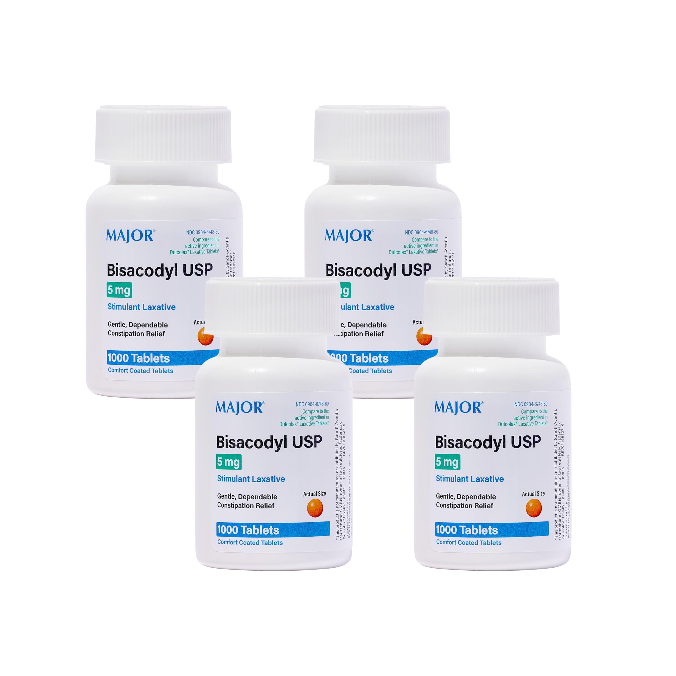 Major Pharmaceuticals Bisacodyl 5 mg – emballage clair facilitant la prise et le rangement.