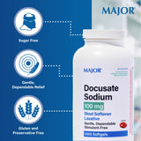 Major Pharmaceuticals Docusate Sodium 100 mg – emballage recto-verso visible et clair