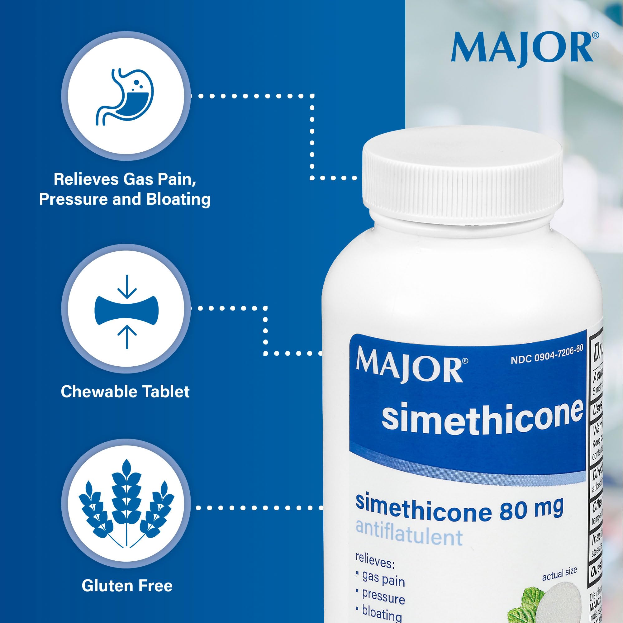 MAJOR Siméthicone – formulation sans gluten pour une utilisation sûre.