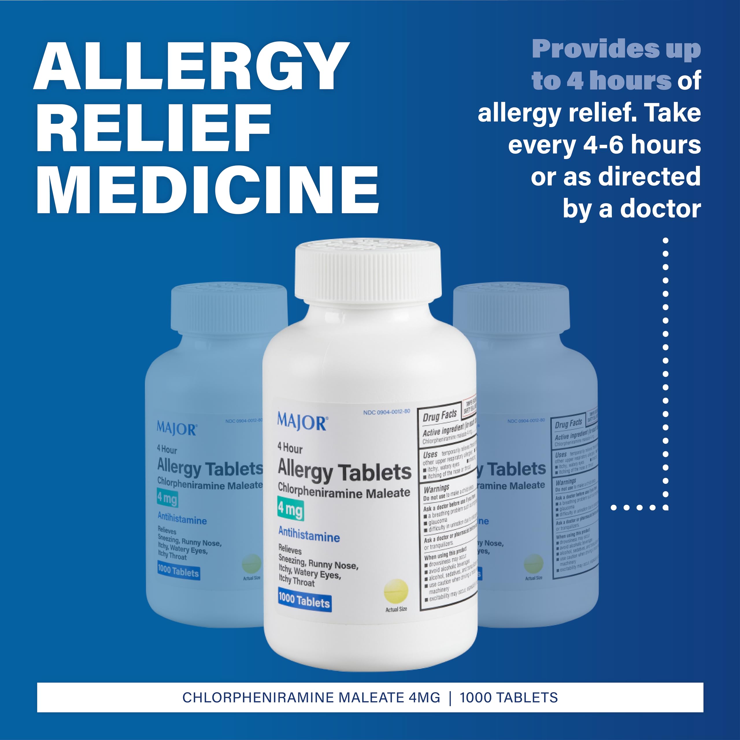 MAJOR tablettes allergie 4 heures – flacon fermé – solution pratique au quotidien