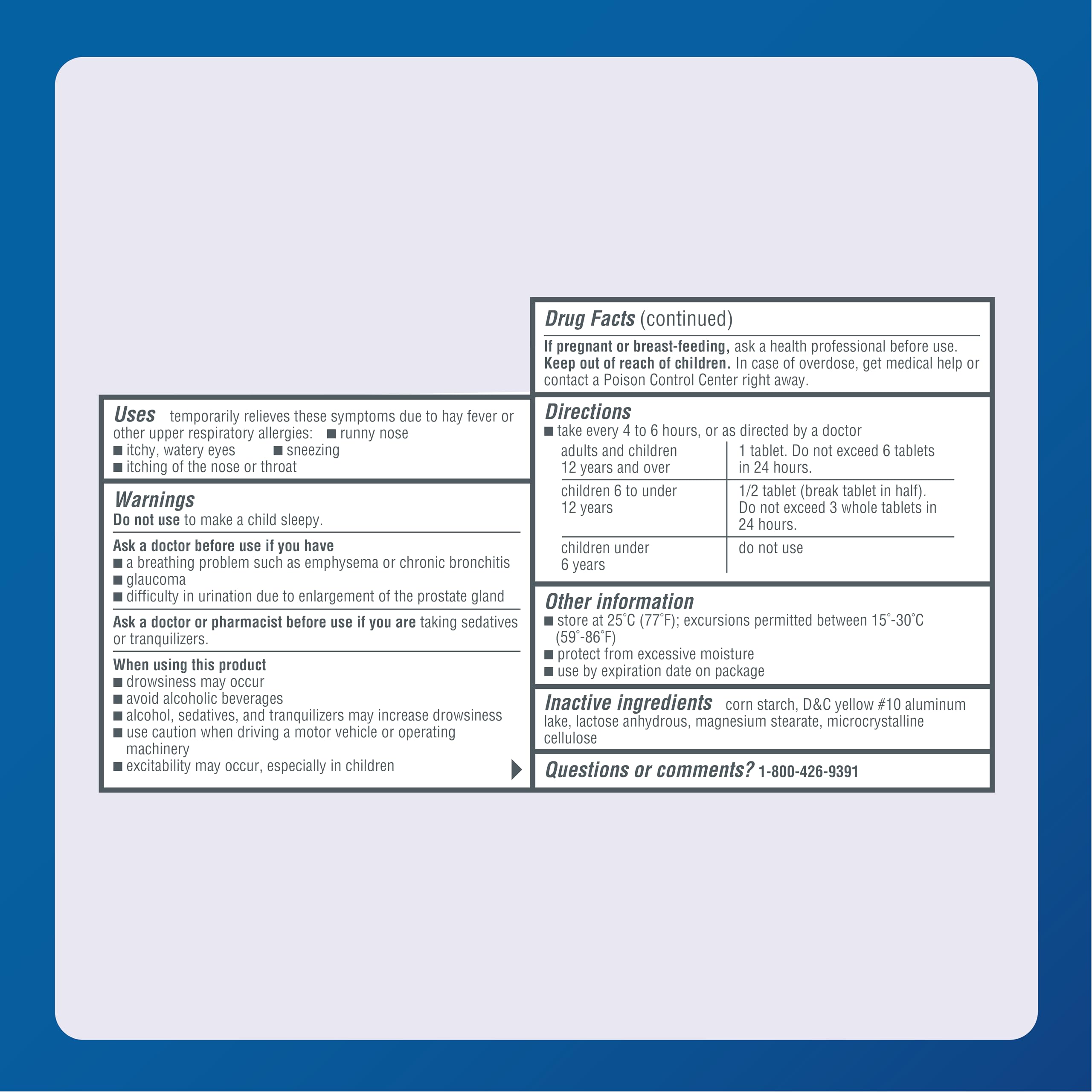 MAJOR tablettes allergie 4 heures – emballage intérieur – étiquette lisible et dose facile à lire