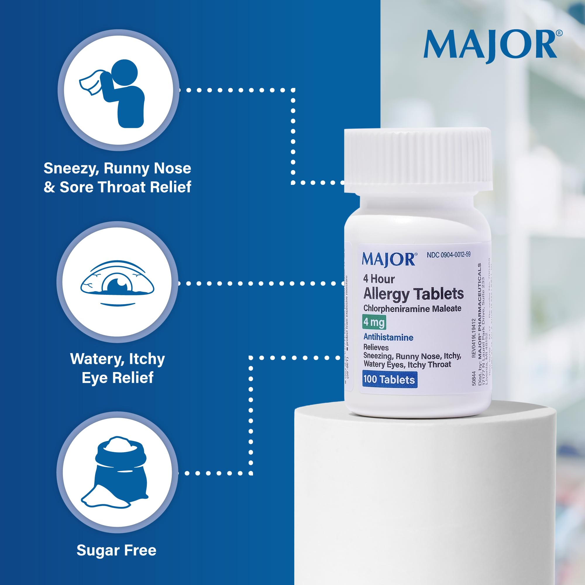 MAJOR tablettes allergie 4 mg en main, utilisation simple et rapide.