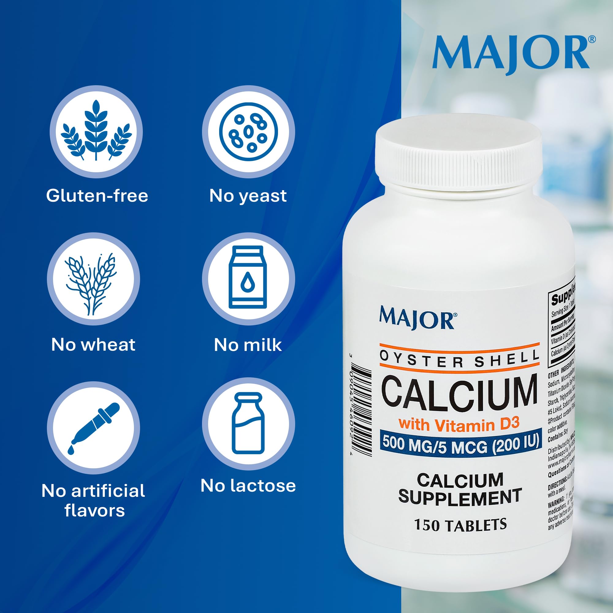 MAJOR tablettes calcium D3 dose quotidienne faciles à prendre.