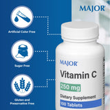 Boîte MAJOR Vitamin C 250 mg, 100 comprimés, pratique pour le quotidien.