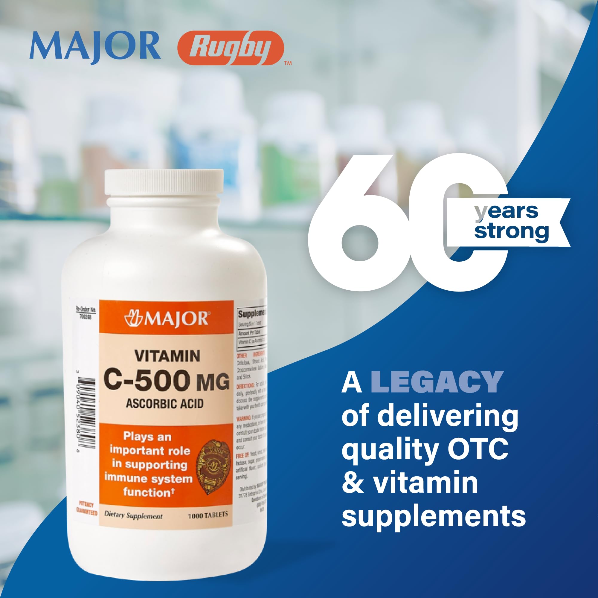 MAJOR vitamine C-500: tablettes blanches, faciles à avaler.