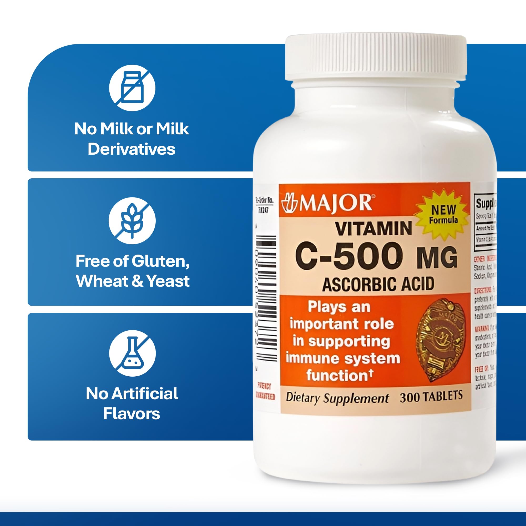 Nouvelle formule MAJOR vitamine C 500 mg, étiquette claire