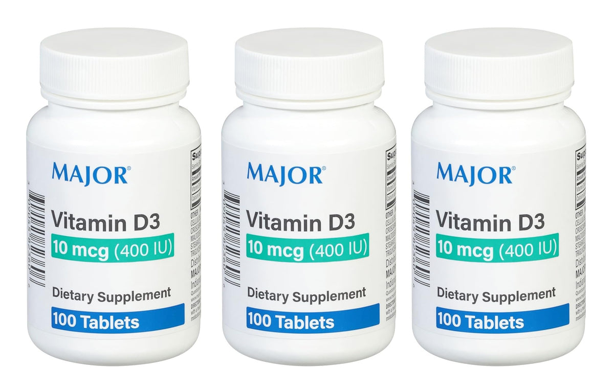 MAJOR vitamine D3 400 UI, tablette facile à intégrer dans la routine quotidienne.