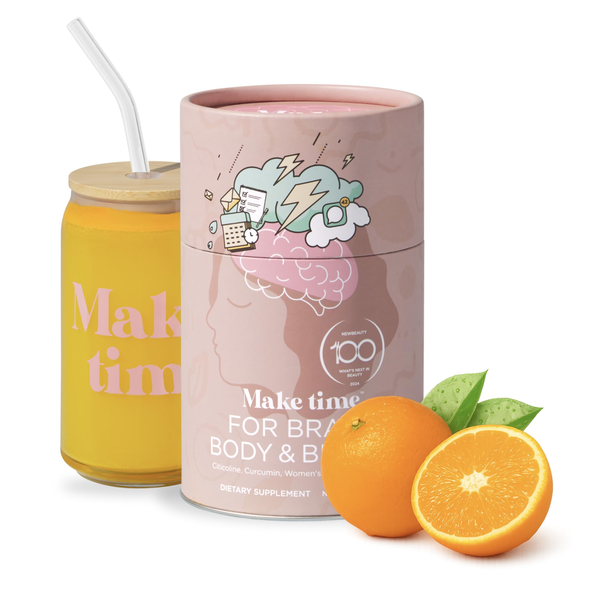 MAKE TIME poudre cerveau bouteille orange, énergie et concentration