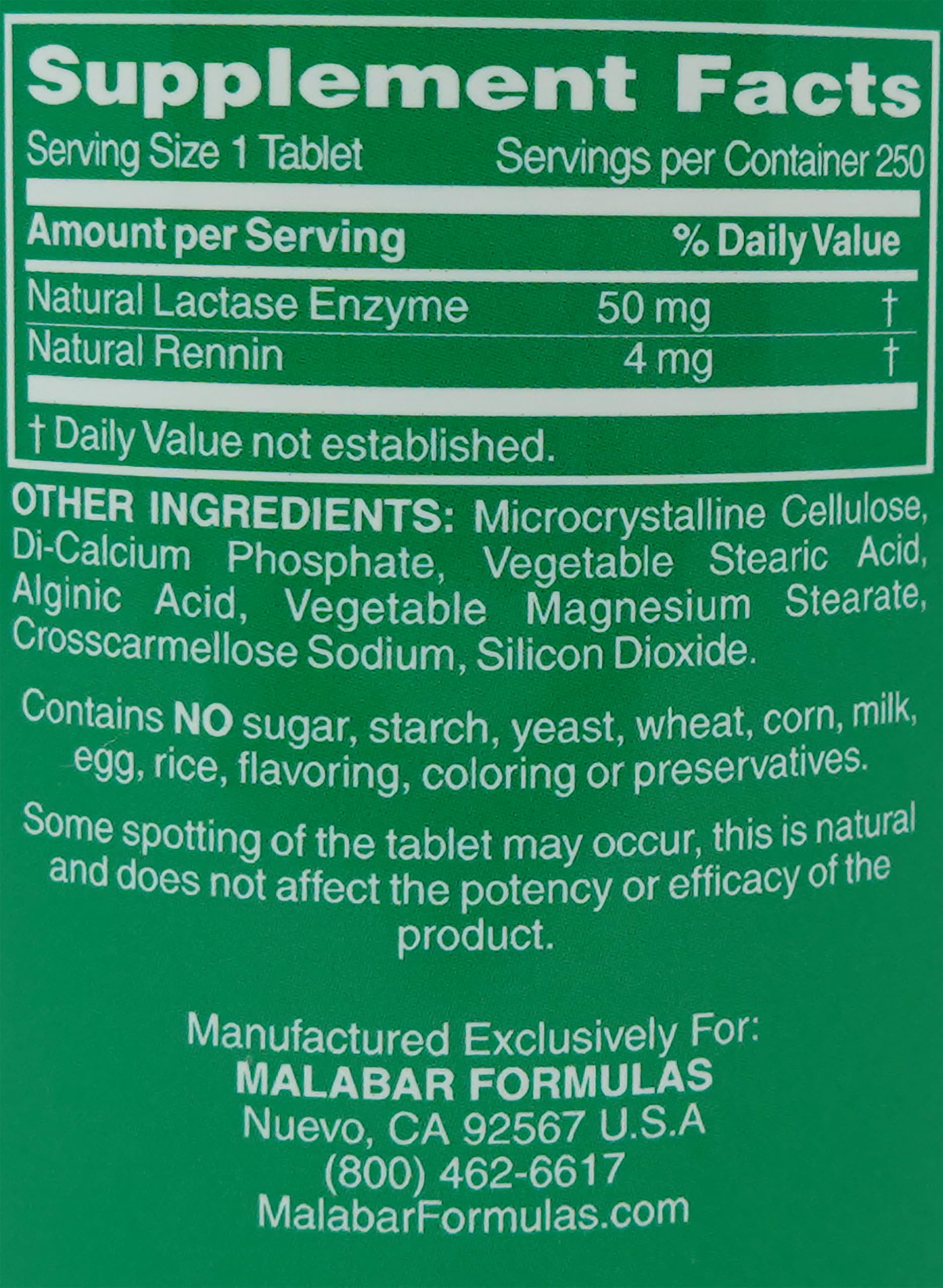 Malabar Digestant Lait – zoom: comprimés double action pour la digestion du lait.