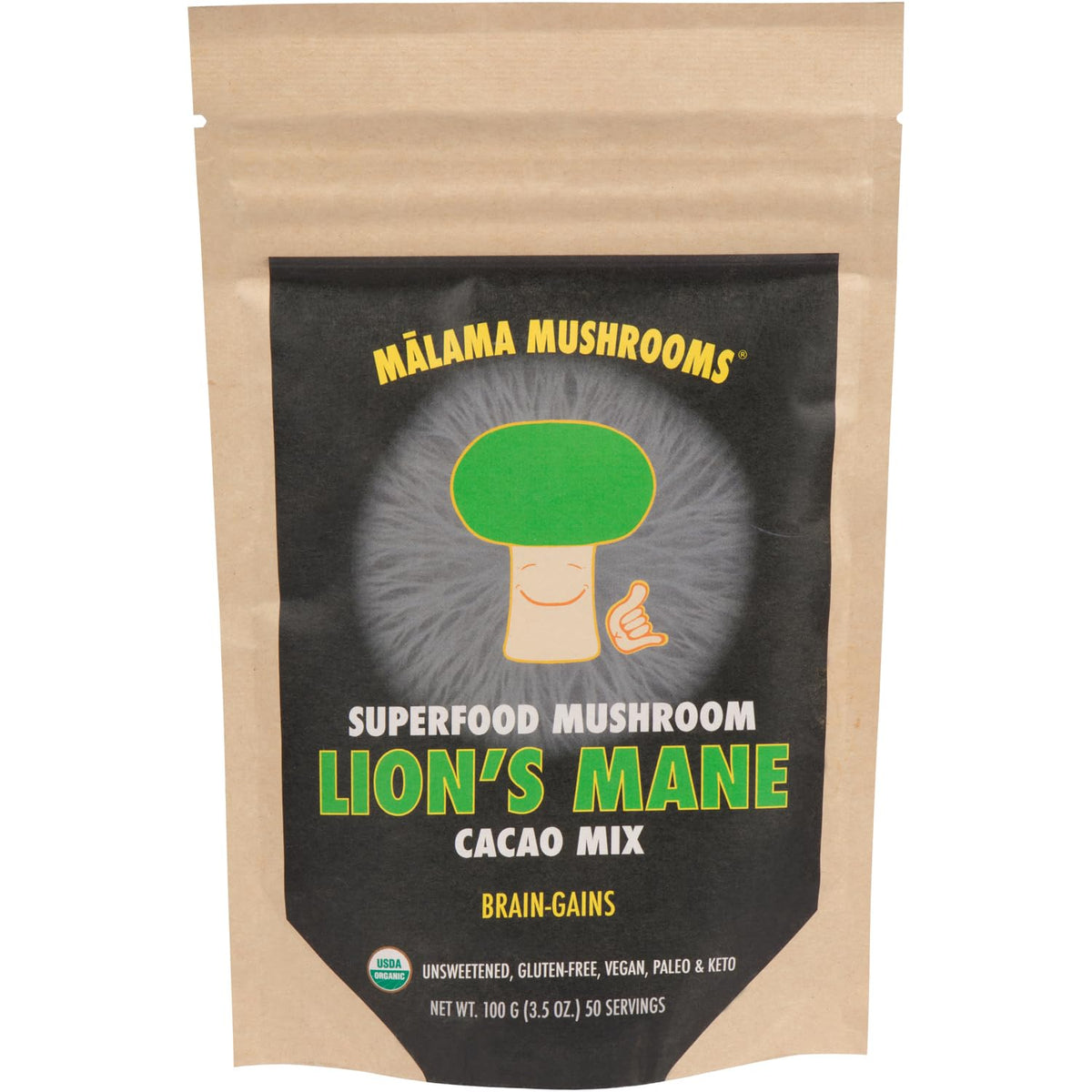 MALAMA MUSHROOMS Mélange cacao chaud organique, chaleur et énergie douce.