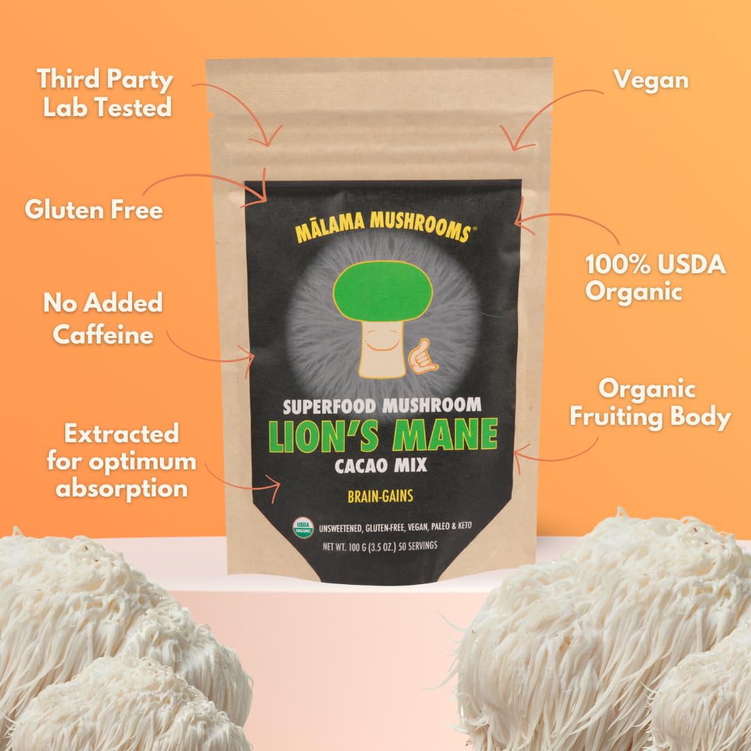 MALAMA MUSHROOMS Poudre champignons, crinière de lion pour clarté mentale.
