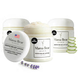 Lotion Mama Bear Oasis dans son emballage élégant, prête pour le soin quotidien.