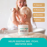 Poudre bain avoine Mambino Organics chamomile, moment bain relaxant pour bébés.