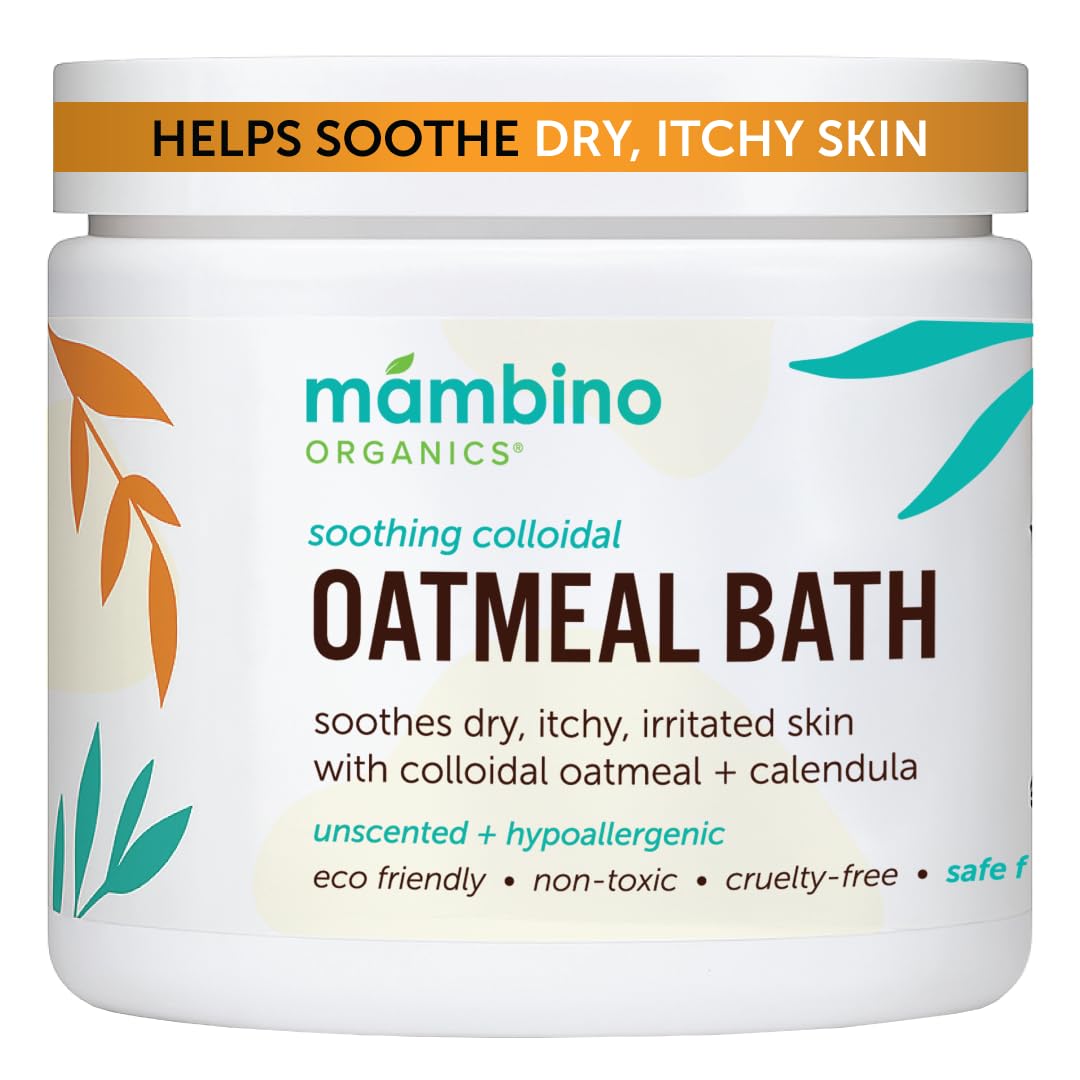 Poudre bain avoine Mambino Organics, douceur apaisante pour peau sensible.